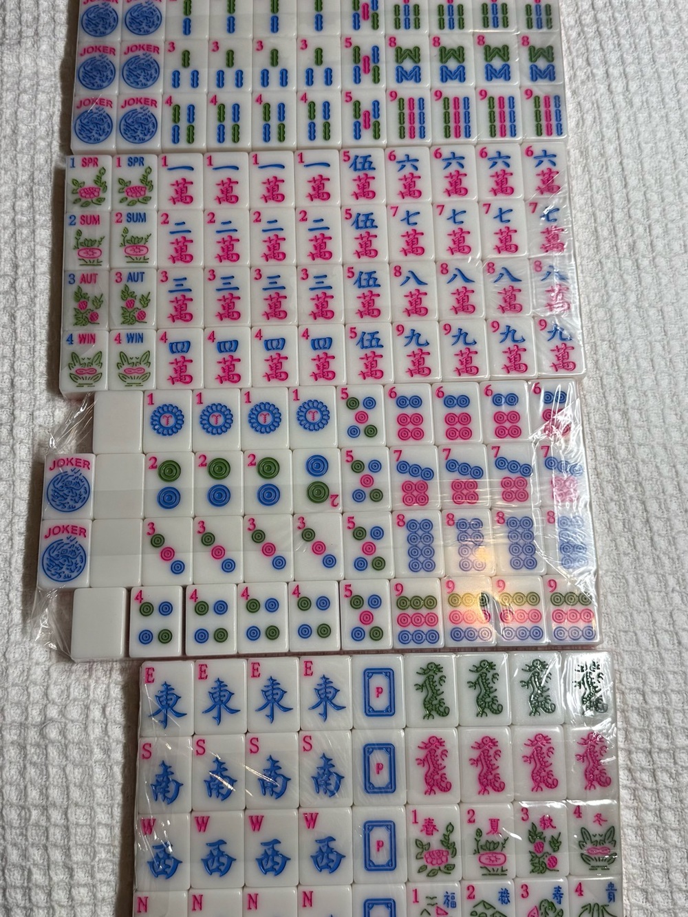 Mahjong Tile Set - Multi-Color Chinese Game Tiles